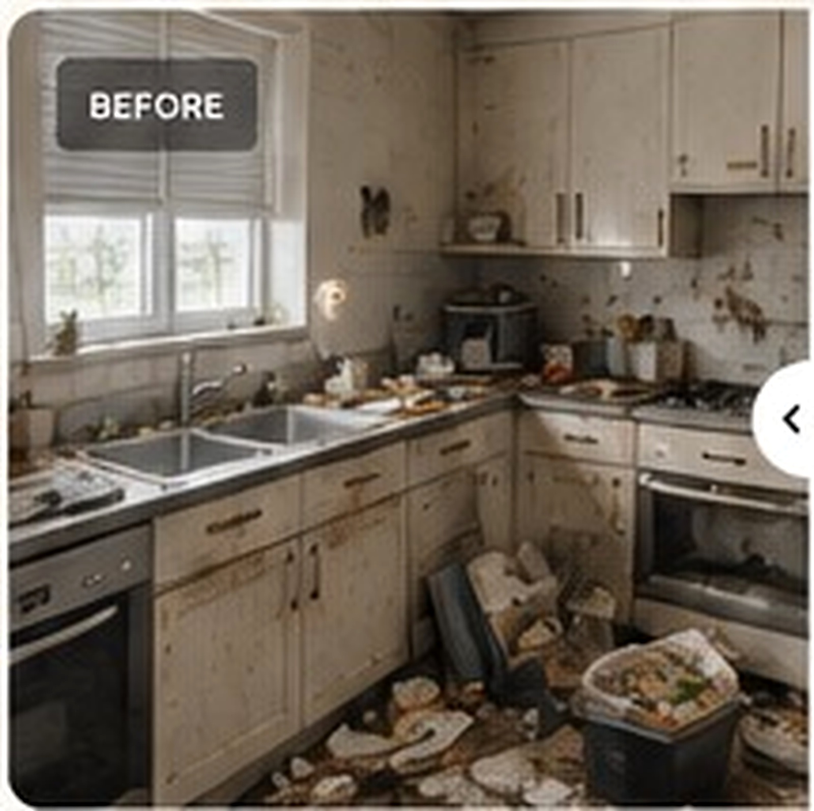 Kitchen before cleaning